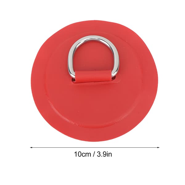 4 stk Røde D-ring Patch PVC Rund Form Sterk Rustfritt Stål D-ring Pute for Båt Flåte Padle Brett