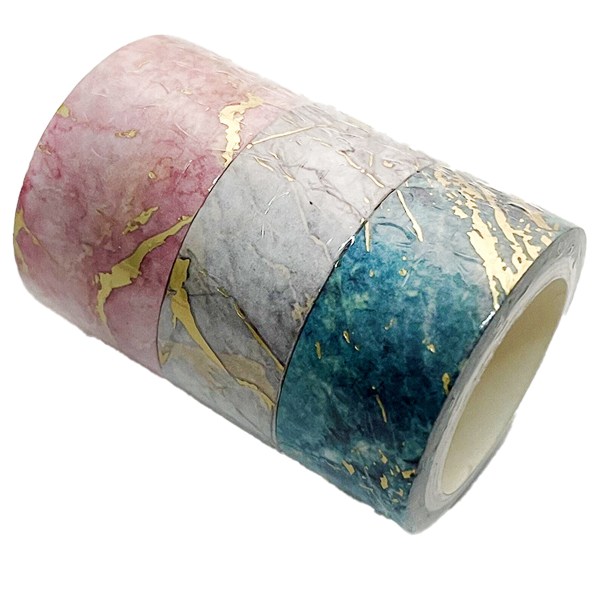 Washi Tape - Marmorstruktur Washi Maskeringsbåndsæt med Guld