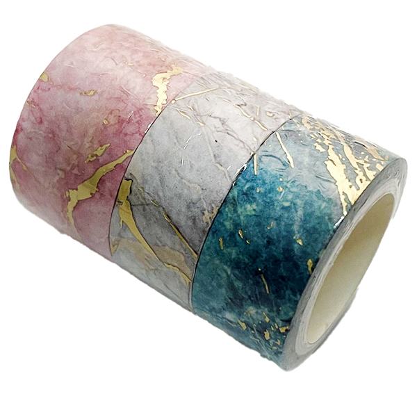 Washi-tejp - Marmortextur Washi-maskeringstejpsats med guld