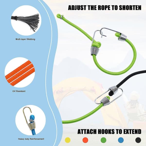 8/10 st kraftiga gummirep med krokar 4 mm mini elastiskt gummirep