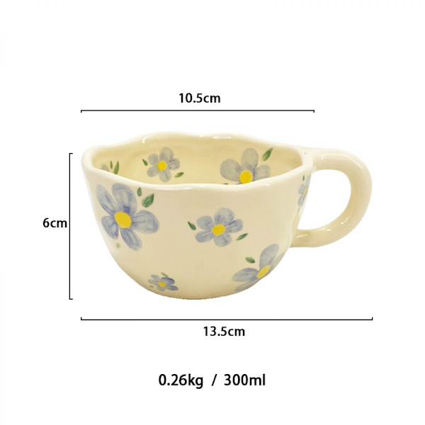 Keramisk kaffekop, kreativ blomsterkop til kontor og hjem, opvaskemaskine- og mikrobølgeovnsikker, velegnet til brygning af lattes og mælk