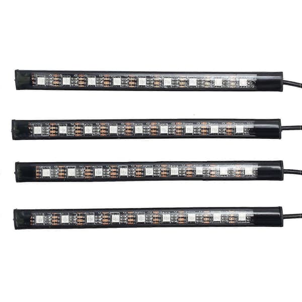 4x DC12V 9 LED RGB Bil Interiør Atmosfære Fotbrønn Stripelys USB Lader