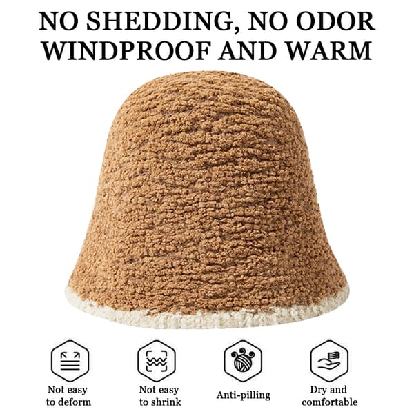 Varm Ull Cloche Hatt Solid Vinterbøttehatter