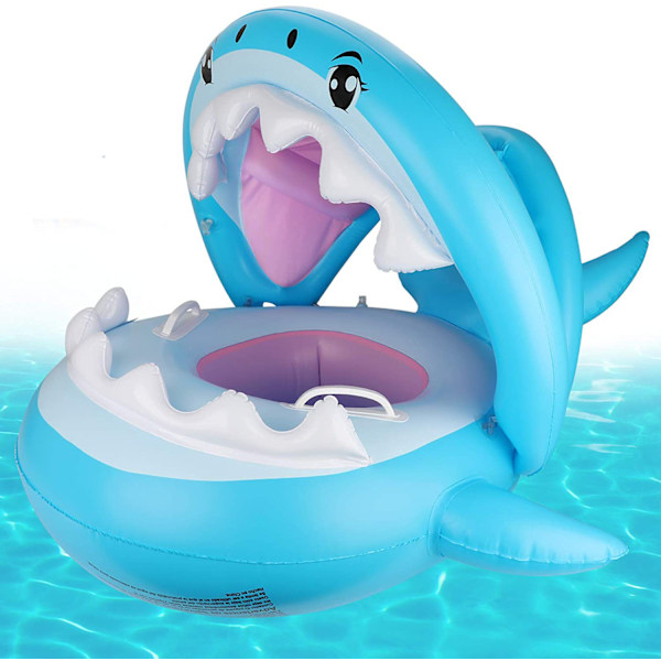 Snabbt Absorberande Pool Float med Justerbart Säkerhetssäte för Småbarn, Ultra Baby Spring Float med Solskyddstak och Halkfri Yta, Polyester
