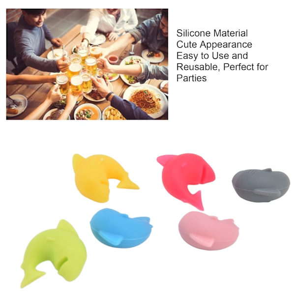 Silikon Vinglasmarkörer, Festdryckesmarkörer med Unika Designer för Oförglömliga Sammankomster, Flexibla & Hållbara