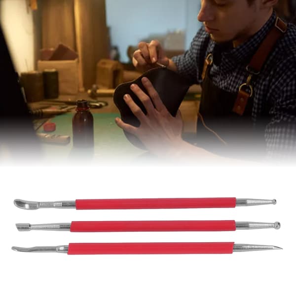 3 stk. Læderhåndværk Modellering Værktøjer Rustfrit Stål DIY Læder Værktøjer til Læder Tryk Gnid Kant Skæring