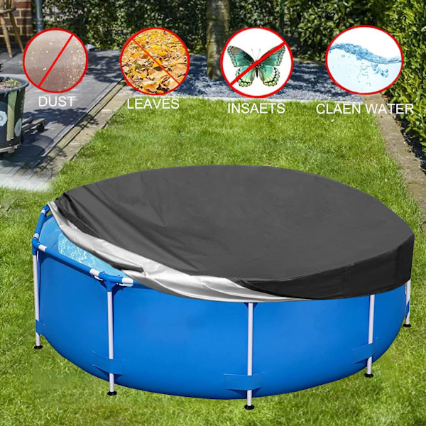 Poolskydd, 244 cm, runt poolskydd, poolskydd för vintersäsong, hopfällbart och vattentätt poolskydd