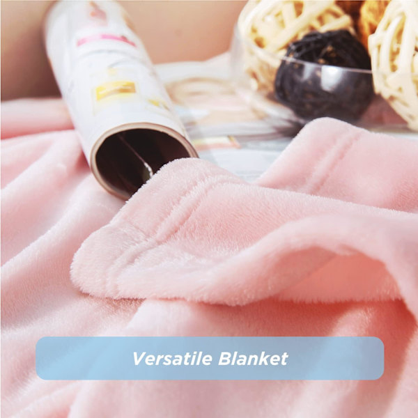 Fleecefilt i kaststorlek Rosa Lättviktig filt Supermjuk och mysig filt i mikrofiber