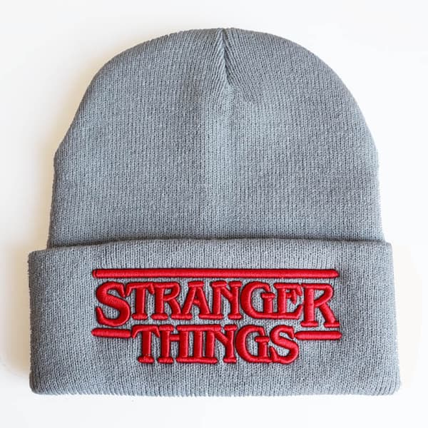 Stranger Things sæson 4 broderet strikhue vintervarme skihue unisex stil grå