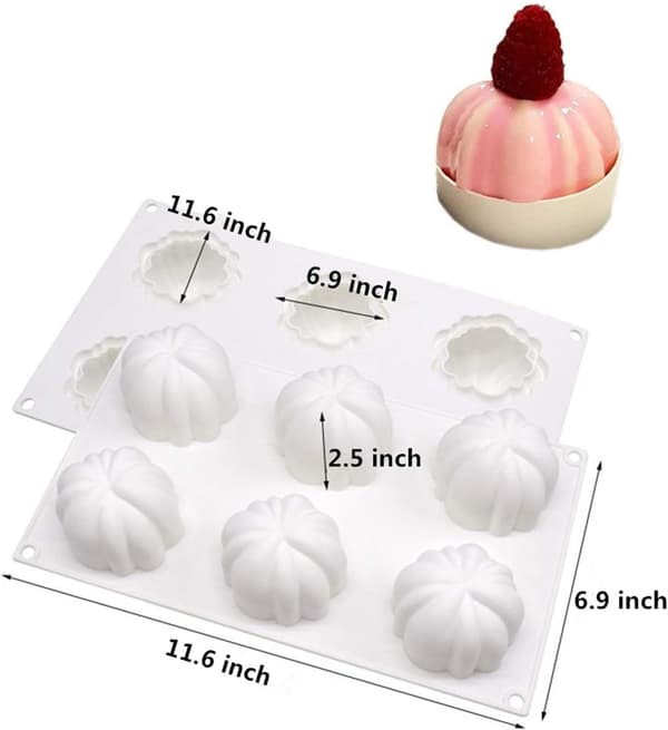 Silikoneform til kagebagning - 3D græskarforme silikonebakke til chokolade 6 hulrum Mousse kage græskarform bagning til dessert cheesecake is