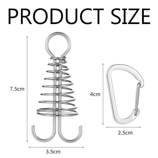 10-pack vindtäta terrassankare i aluminiumlegering med bärbar fjäderögla för utomhuscamping, silver