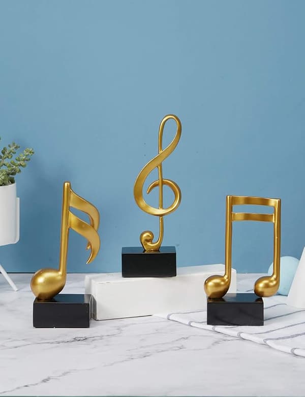 Kunst 3 stk. Musiknote Statue Dekor Skulptur Harpiks Figur Ar
