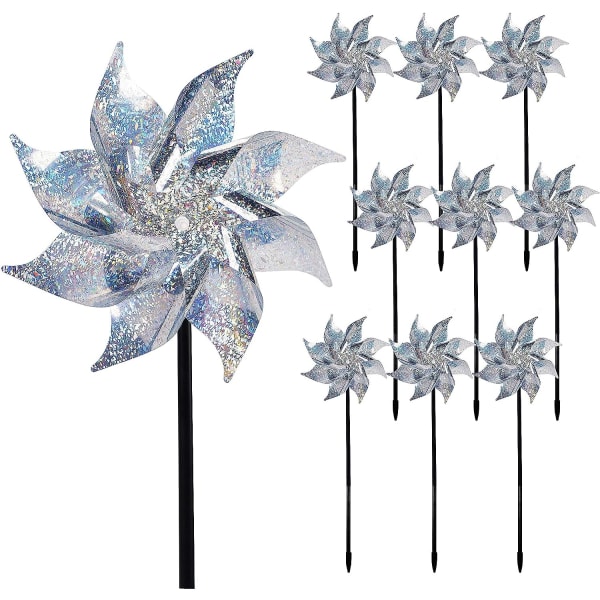 10-pack reflekterande pinwheels med stakes, extra gnistrande pinwhee