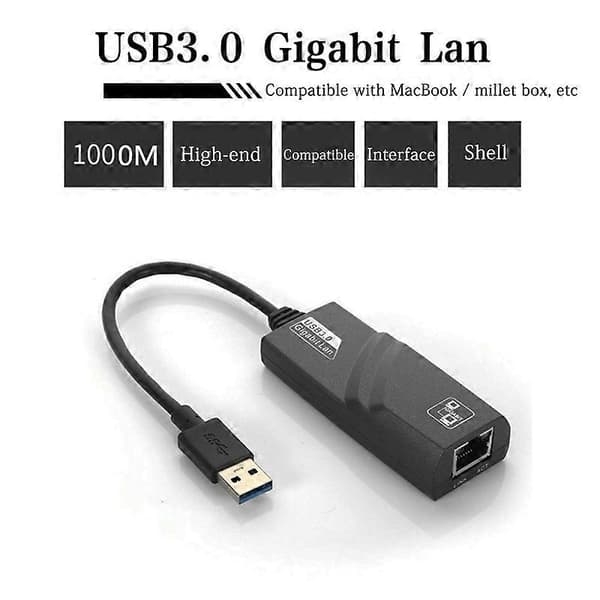 Ethernet-adapter højhastigheds Plug Play ABS USB 3.0 til RJ-45 1G Gigabit netværkskort til computer