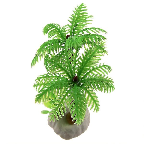 Akvarium Emulert Mini Kokosnøttre Vannplanter Dekor M/ Keramisk Base