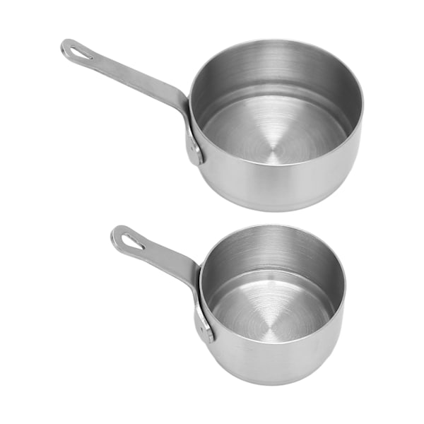 2 stk. Sauceskål i Rustfrit Stål Stabelbar Håndtagsdesign Mini Saucepande til Banket Udendørs Picnic