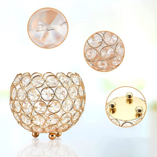 Bordpynt Bryllup, Gull Globe Lysestake, Utsøkt Elegant Dekorasjon, Klassisk Unik Utskjæringsdesign, Hul Utformingsdesign, Glitrende