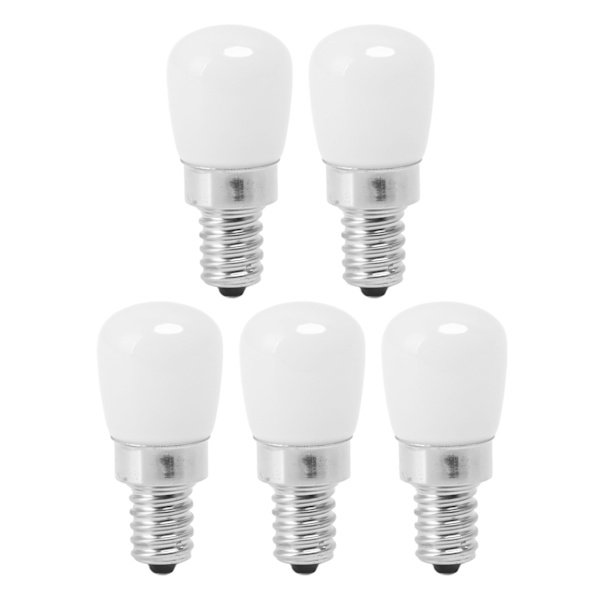 5 st LED-kylskåpslampa, E12, för frys, hem, energibesparande, 120 V, varmt ljus