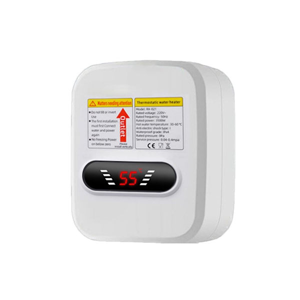 Mini Elektrisk Varmvattenberedare 220V 3500W Genomströmningsvärmare Dusch Bad Set Vattenkran Värme Temperaturdisplay
