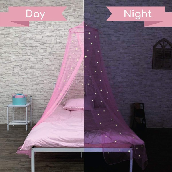 Sänghimmel för flickor, med lysande stjärnor - Sänggardiner