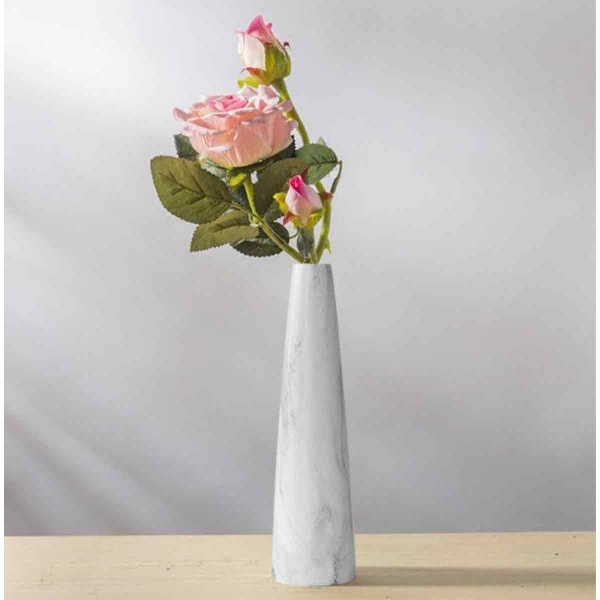 Vit Hög Konisk Keramisk Blomvas Enkla Blommor Dekorativ Blomvas Smala Blomvaser för Vardagsrum Hemmakontor Centerpiece Bord Bröllop