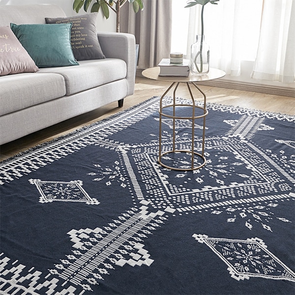 Mångsidigt Möbelskydd, Texturerad Design Vändbart Sofföverdrag för de Flesta Soffmodeller, Sofföverdrag med Tofsar för Mysig Heminredning (Polyester
