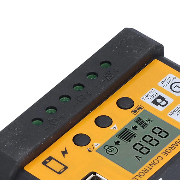 Solcelleladningsregulator Justerbar Fotovoltaisk Smart Strømgenereringsregulator 12V 24V 10AYellow