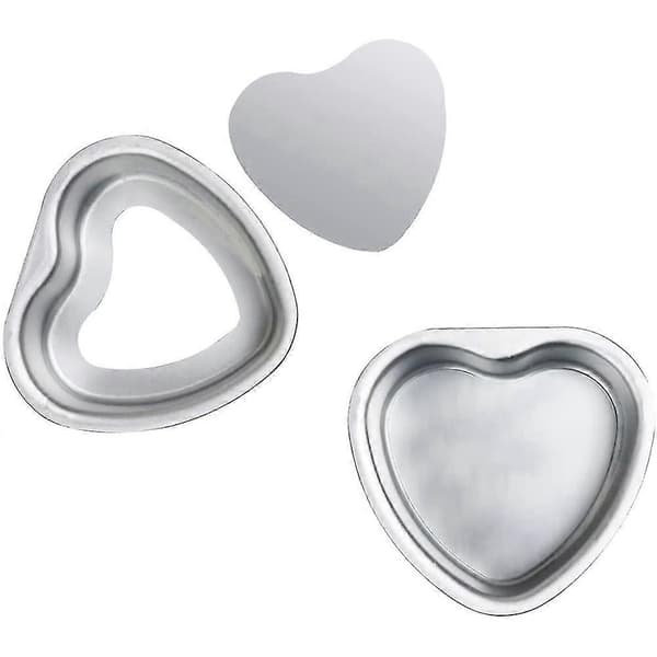 2 stk. Hjerteformet kakeformsett i aluminium DIY Kakeform Bakeverktøy med avtakbar bunn Push Pa