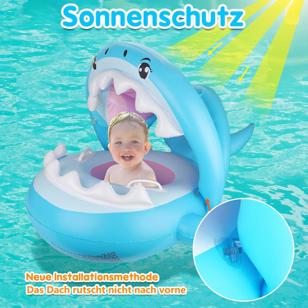 Snabbt Absorberande Pool Float med Justerbart Säkerhetssäte för Småbarn, Ultra Baby Spring Float med Solskyddstak och Halkfri Yta, Polyester