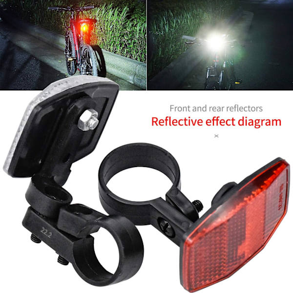 8-delad uppsättning cykelreflexer, reflexer med anti-fall-funktion med styrfäste fram och sadelstolpsfäste bak