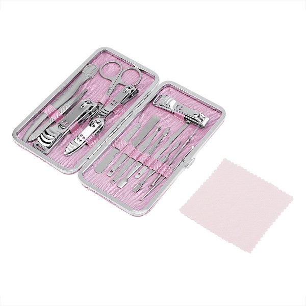 15 st rostfria nagelsaxar, nagelklippare, set för fingernaglar och tånaglar (rosa)