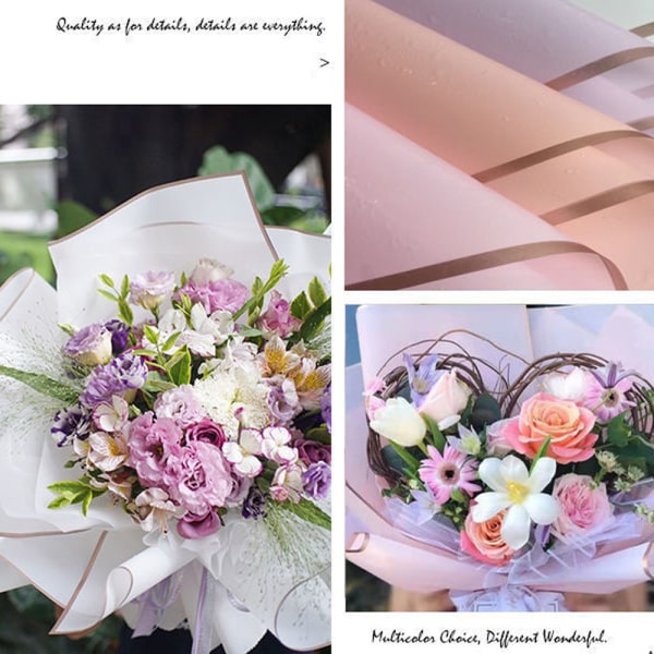 20 ark gullkant blomsterinnpakningspapir, DIY gaveinnpakning, Wa