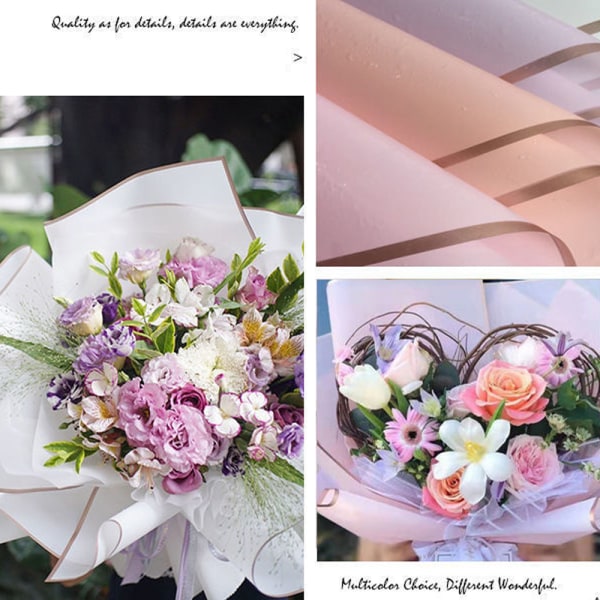 20 st guldkantade blomsteromslagspapper, DIY presentförpackning, Wa