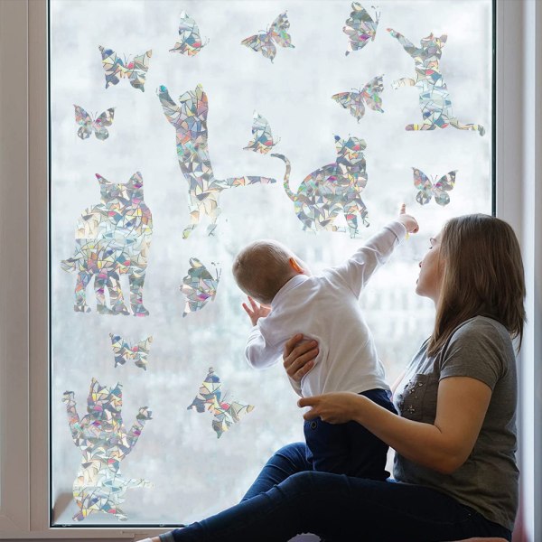 Statiskt fönster klamrar fast fönsterdekaler mot kollision för fågelangrepp, varningsdekaler i glas, stoppa fåglar som flyger in i fönster