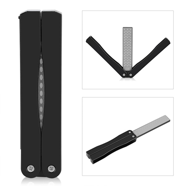 Udendørs Camping Foldbar Dobbeltsidet 400/600# Slibestein Slibeværktøj (Sort)