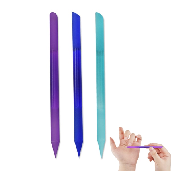 Glas Nagelbandstryckare Set Nagelbandsborttagare Glasnagelfil Dubbla ändar manikyr Pedikyrverktyg för naglar och nagelbandsvård light Blue + Purple + dark Blue