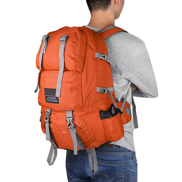 Free Knight 50L Vattentät Väska Nylon Camping Klättring Utomhus Resor Vandringsryggsäck Orange
