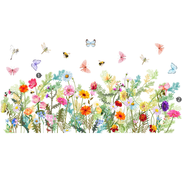 Blommor Fjärilar Väggdekaler-Blommiga Väggdekaler-Väggkonstdekaler för Barn Sovrum Barnkammare Klassrum