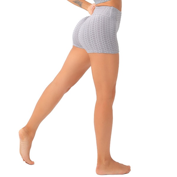 Dame Sportshorts Højtaljet Boble Struktur Stramme Bagdel Løft Fitness Hot Pants