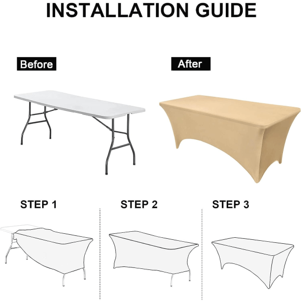 Beige stretchdukar för 4 fot rektangulära bord