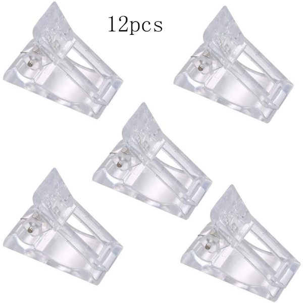 12-pack polygel nagelklämmor, nagelspetsklämmor, nagelspetsklämmor, nagelklämmor för polygel nagelförlängningar