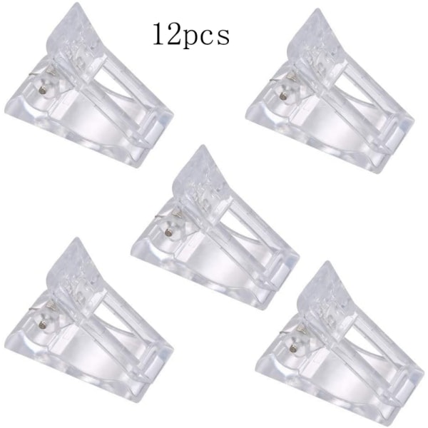 12 st Polygel nagelklämmor, nagelspetsklämmor, nageltipsyklämmor nagelklämmor för Poly Gel nagelförlängning