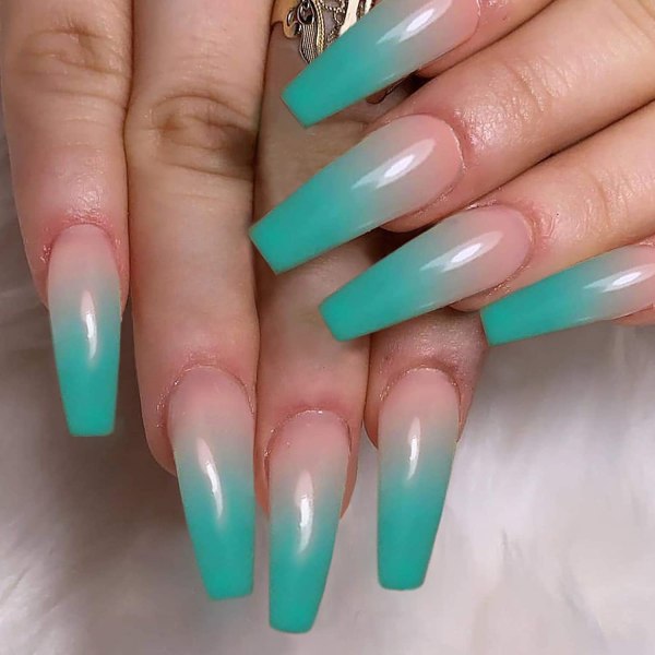 Gradient Nail Patches, Fashionable and Beautiful, Aqua Green