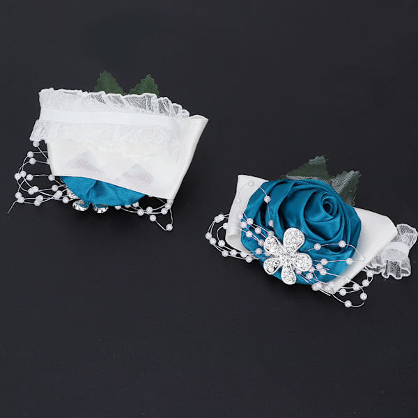 Konstgjord Ros Armband För Bröllopsfest Dekoration, Elegant Design Handgjord Boutonniere, Formell Tillfällesaccessoar Med Satinband