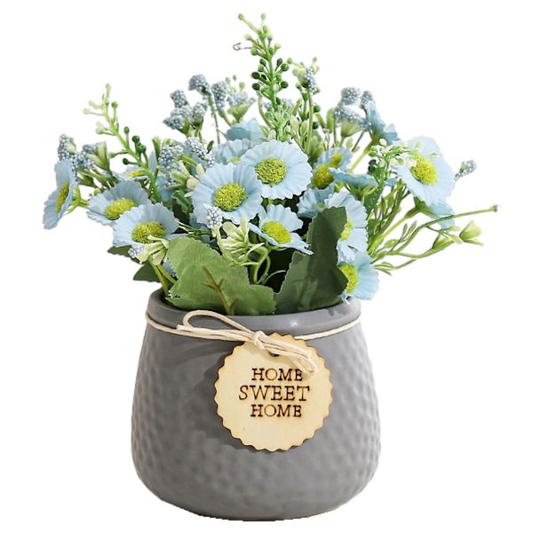 Inomhus blomkruka Konstgjord blomma Blå vas Konstgjord kruka