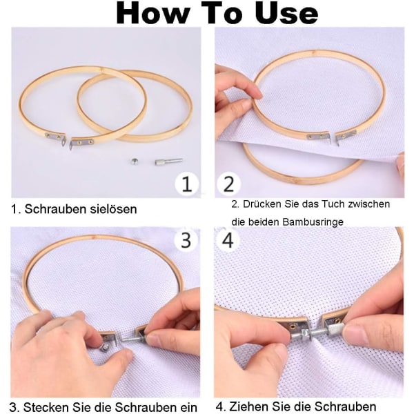6 stycken runda broderiramset, korsstygnsram broderiram