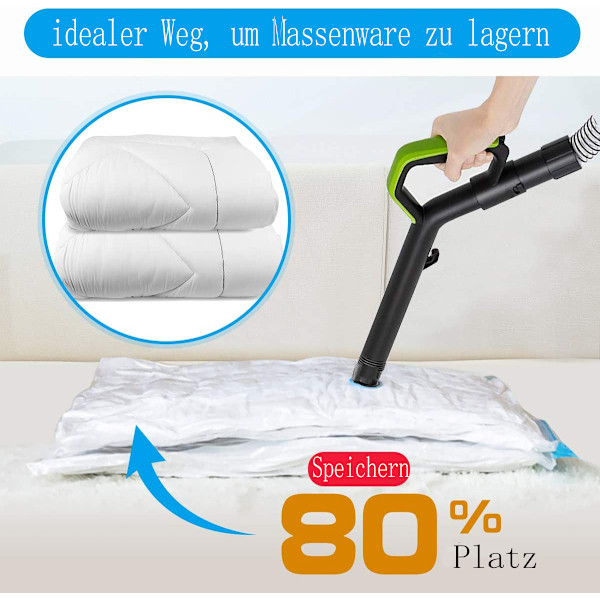 Space Saver, Vakuumförvaringspåsar med skyddande material, Lufttät komprimering säkerställer fuktskydd för förvaring av kläder och sängkläder, Dubbel dragkedja