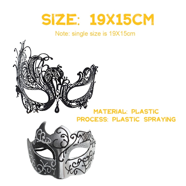 1 set av ögonbindel mask par - horn phoenix - järn silver set