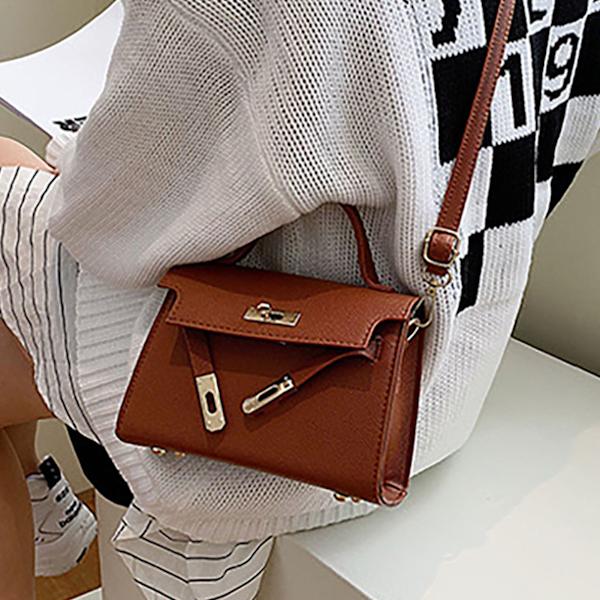 Dam axelväska Fashionable Versatile Liten handväska En axelväska för daglig shopping Brun