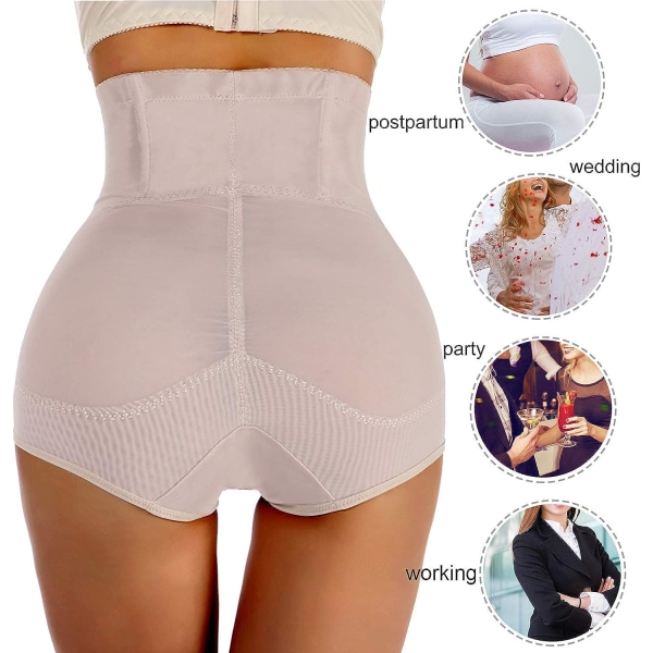 Kvinners Butt Lifter Shapewear Høy Midje Dobbel Magekontroll Truser